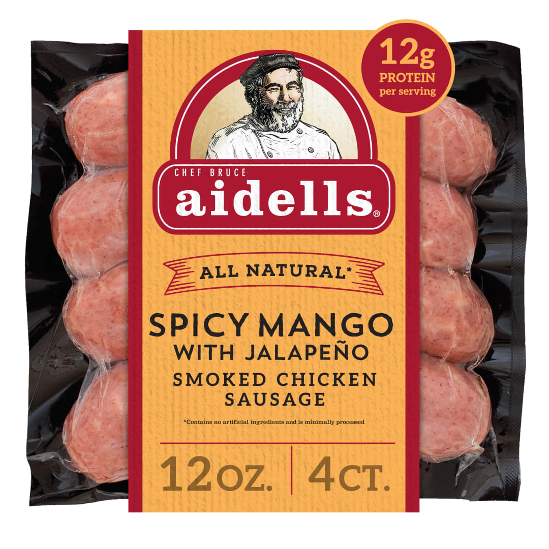 Aidells® Smoked Chicken Sausage, Spicy Mango with Jalapeño, 12 oz. (4 Fully Cooked Links)
