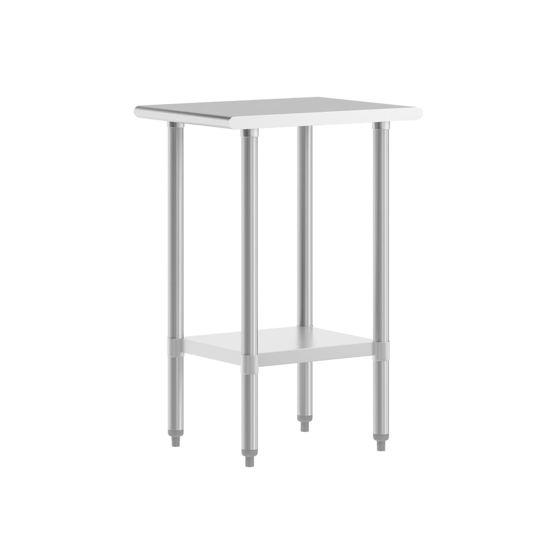 Reese 24x18 Portable Prep and Work Table with NSF Certified 18 Gauge Stainless Steel Top Shelf and Adjustable Galvanized Steel Undershelf