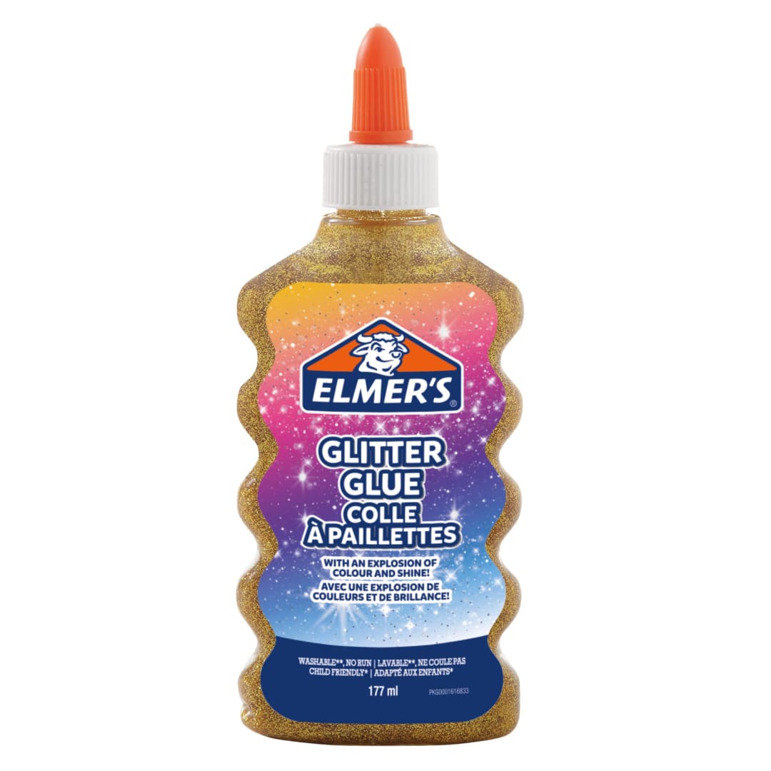Elmer's PVA Glitter Glue | Gold | 177 ml | Washable & Child Friendly | Great for Arts & Crafts Projects