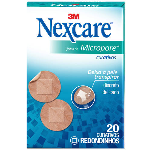 Curativos Feitos de Micropore™ Nexcare™ Redondo, 20 Unidades
