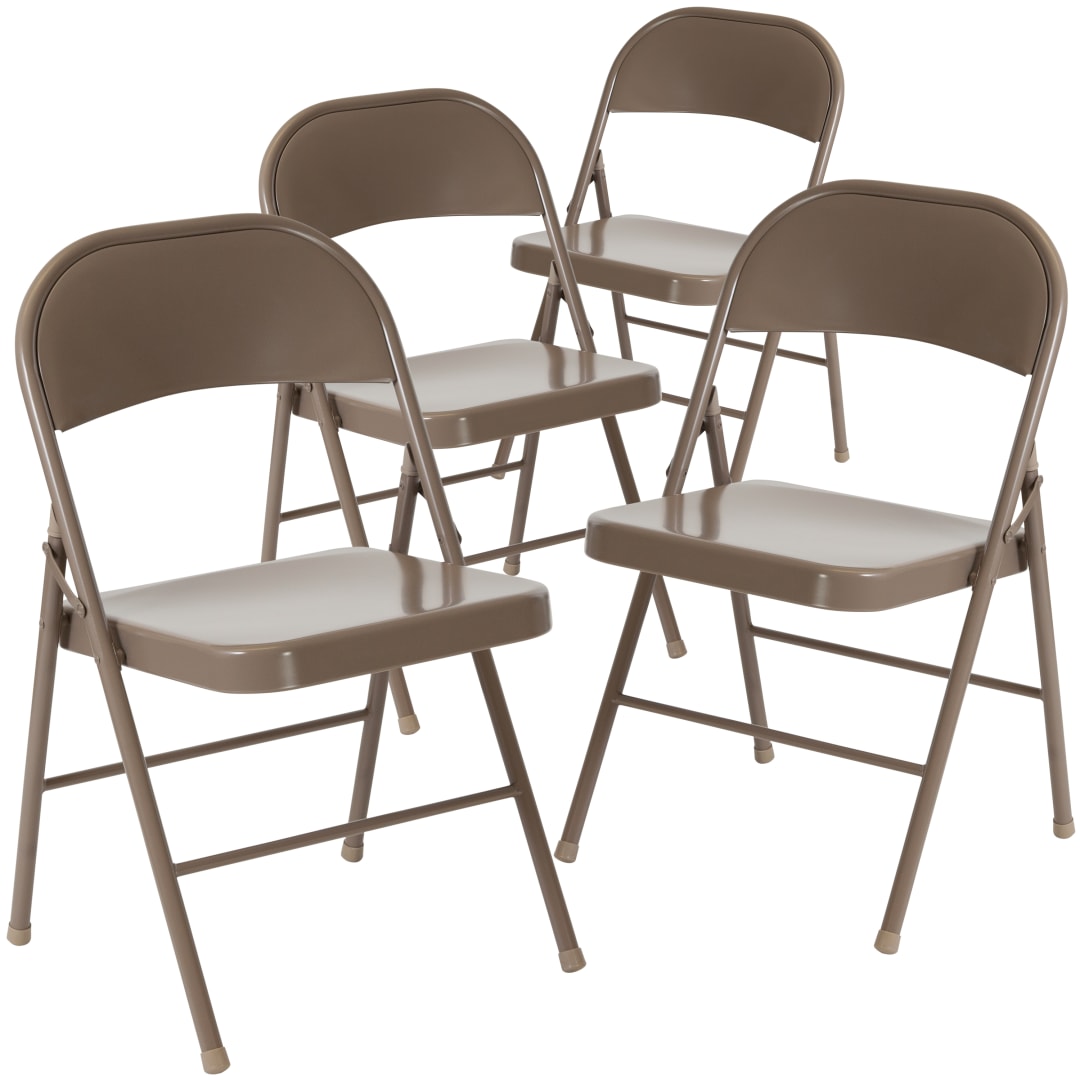 4 Pack HERCULES Series Double Braced Beige Metal Folding Chair