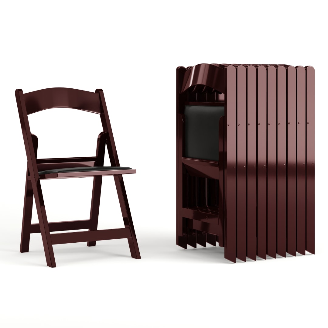Hercules Folding Chair - Red Mahogany Resin - 40 Pack 800LB Weight Capacity Comfortable Event Chair - Light Weight Folding Chair