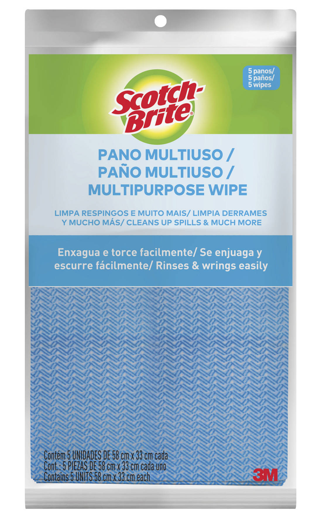 Pano Multiuso Scotch-Brite®, Azul, 5 Unidades/Pacote