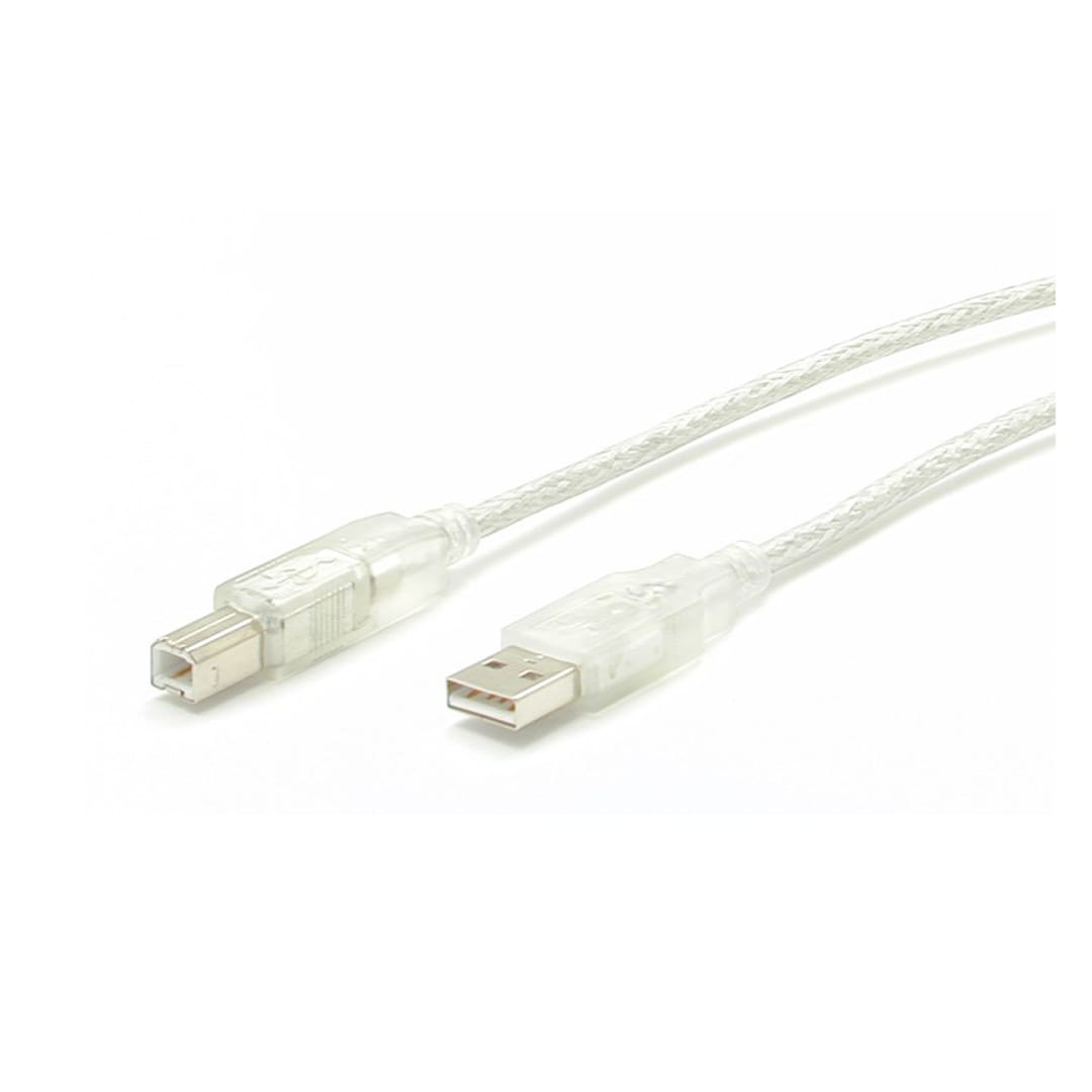 10 Ft Transparent USB Cable A B M M