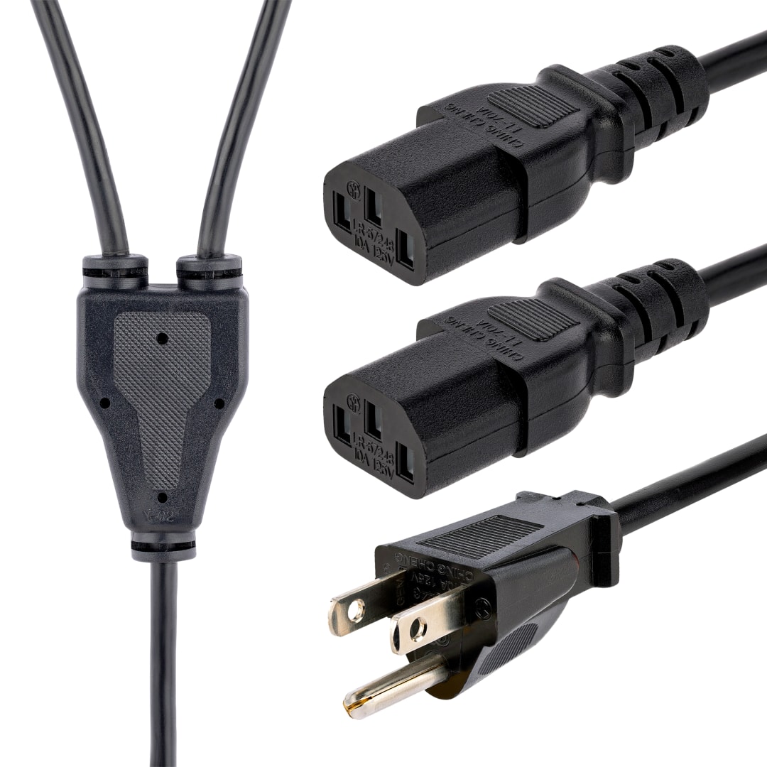 10ft NEMA-5-15 to 2x C13 Y cable