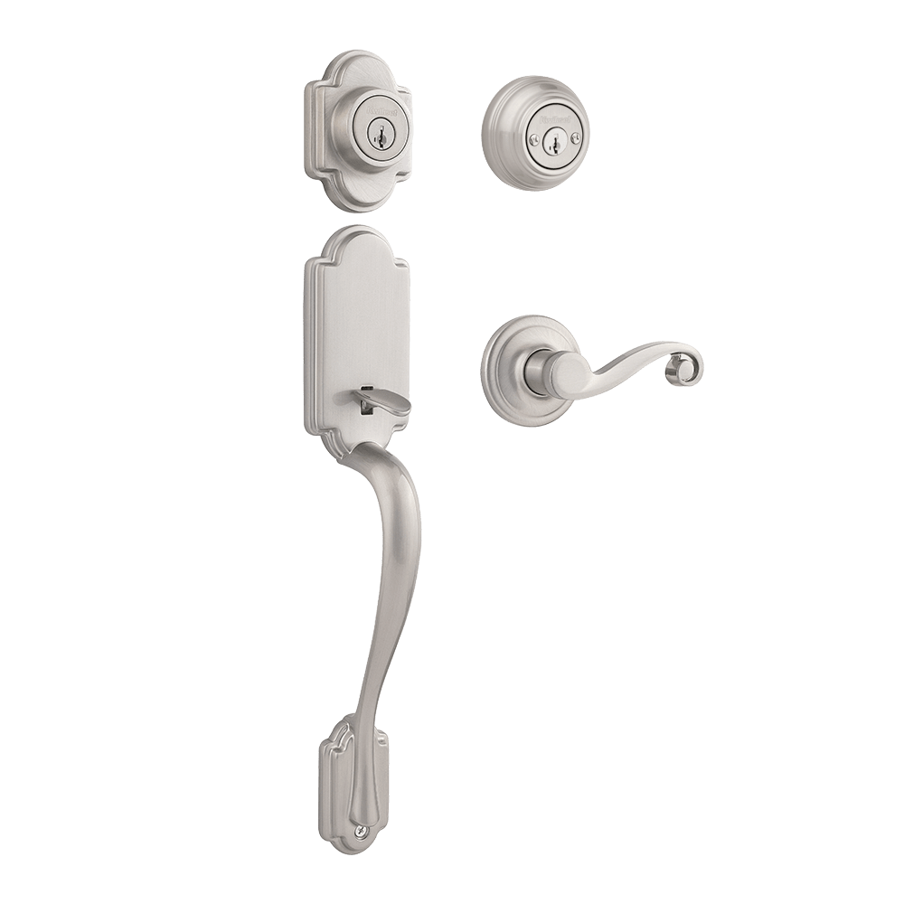 Arlington Double Cylinder Handleset w/Lido Lever featuring SmartKey Security™ in Satin Nickel