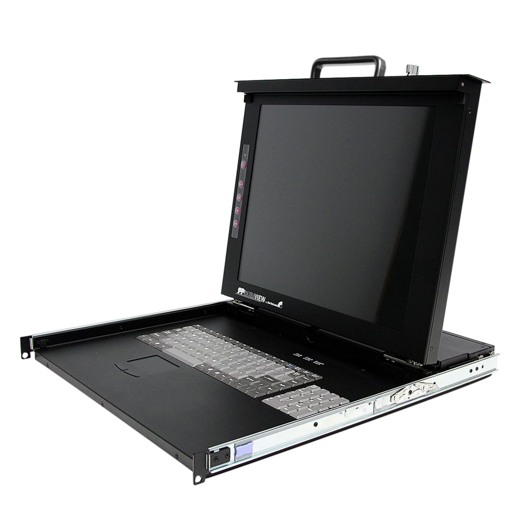 17 Inch Folding LCD Rack Console with 8 port KVM