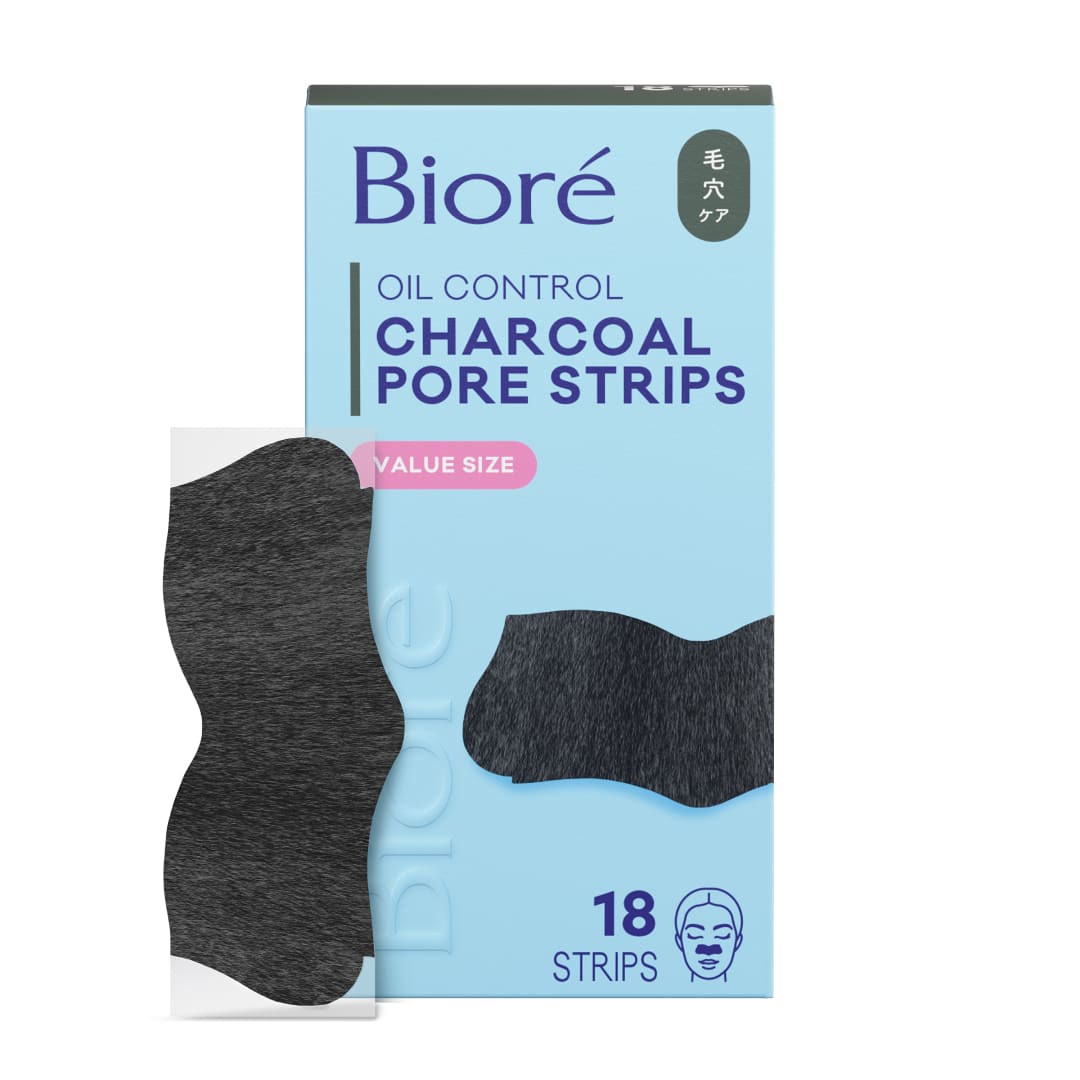 Biore Charcoal Deep Cleansing Nose Pore Strips, Blackhead Remover, 18 ct