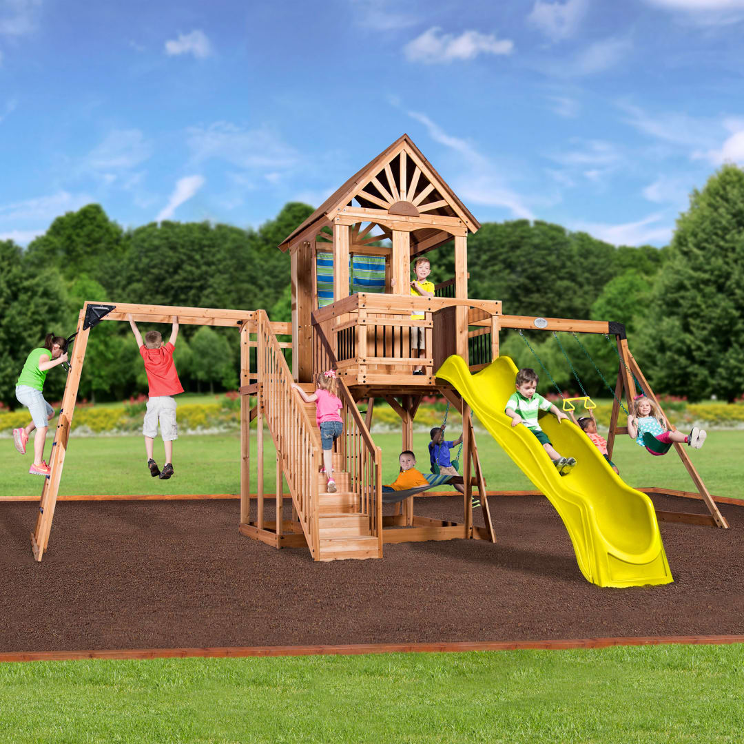Oceanview Swing Set With Yellow Wave Slide (Venture Point/BJ'S)