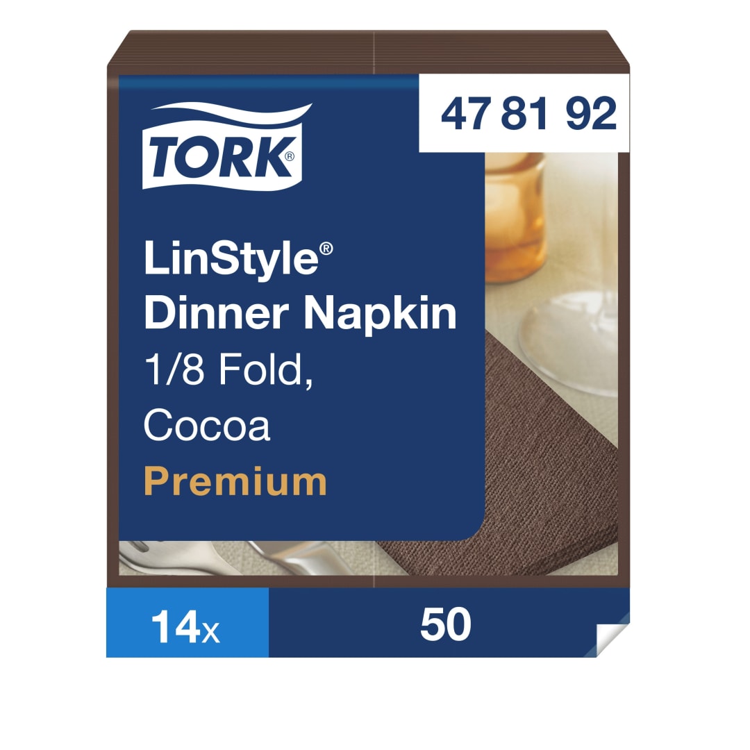 Tork Premium LinStyle® Cocoa Dinner Napkin 1/8 Folded