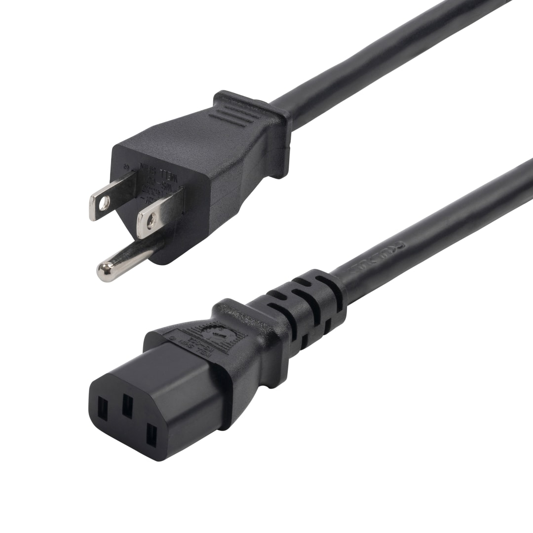 Desktop Computer AC Power Cable, NEMA 5-15P to C13 - 13A, 12