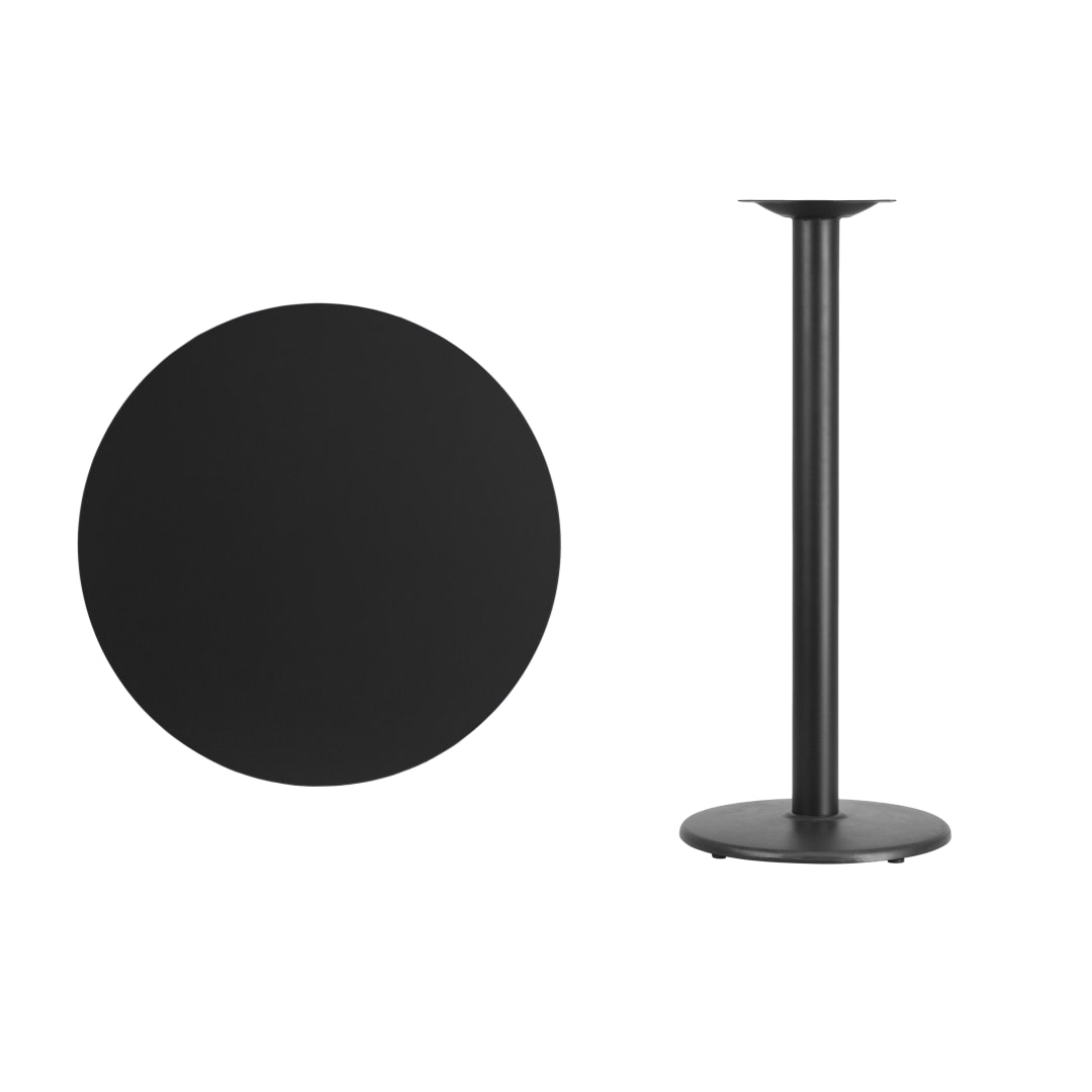 Stiles 30'' Round Black Laminate Table Top with 18'' Round Bar Height Table Base