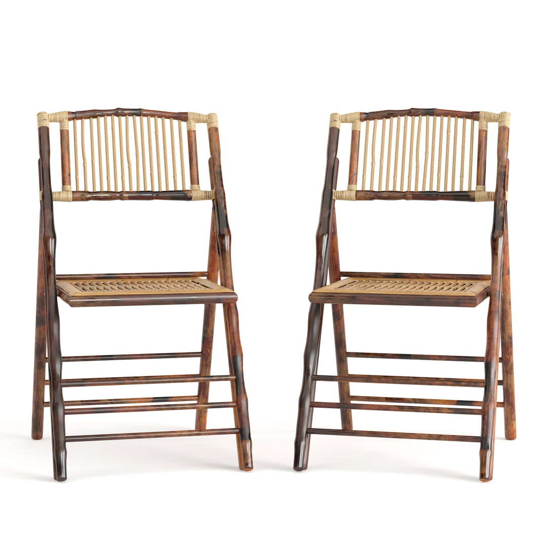 Bamboo Folding Chairs | Set of 2 Bamboo Wood Folding Chairs