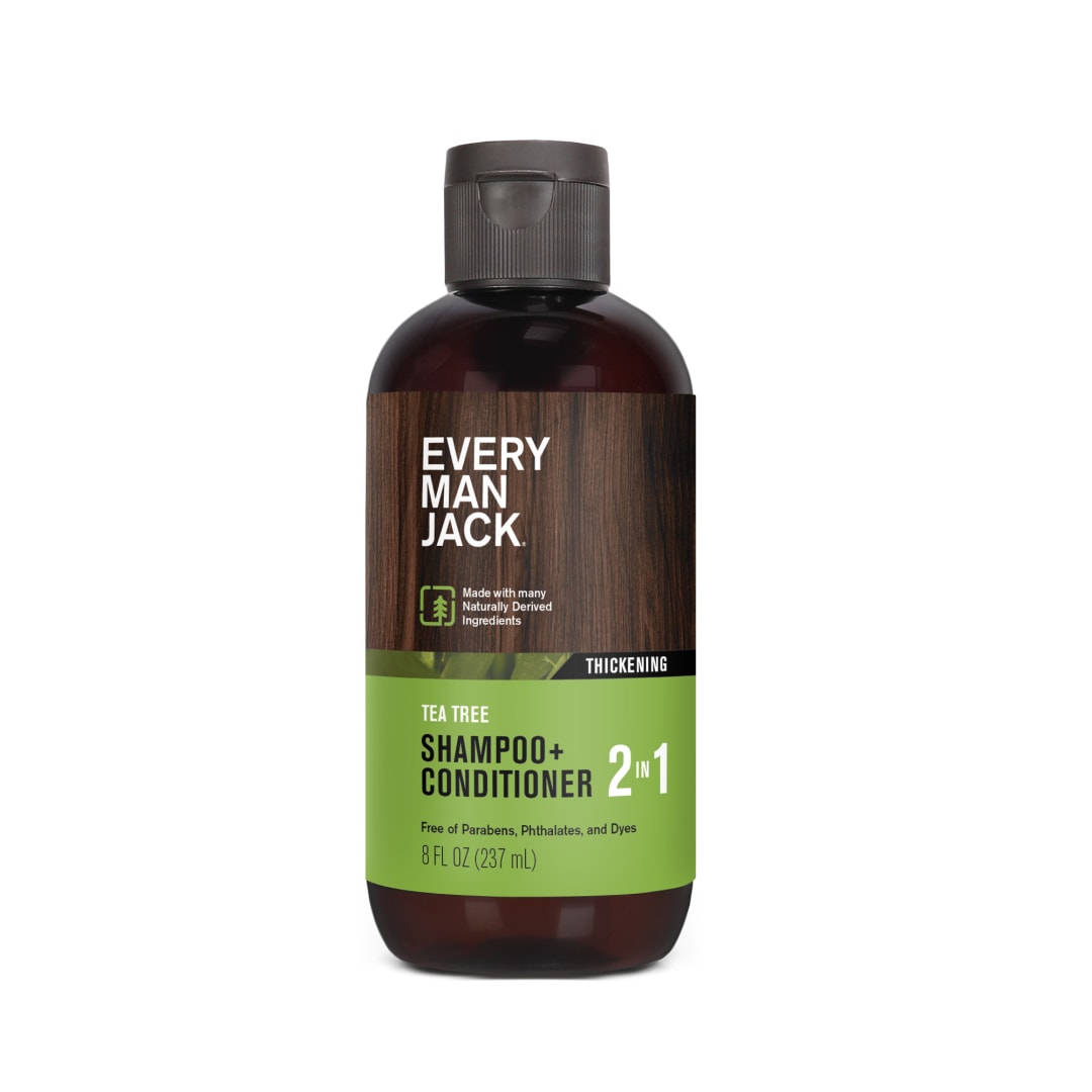 Every Man Jack Thickening Tea Tree 2-in-1 Shampoo and Conditioner for Men, Naturally Derived, 8 fl oz
