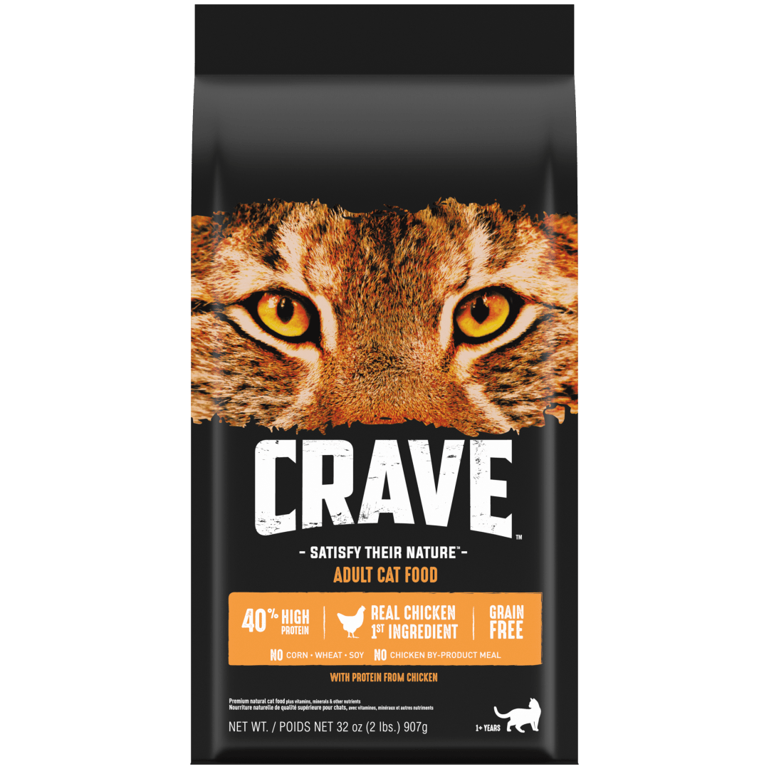 CRAVE Grain Free Adult High Protein Natural Dry Cat Food with Protein from Chicken, 2 lb. Bag