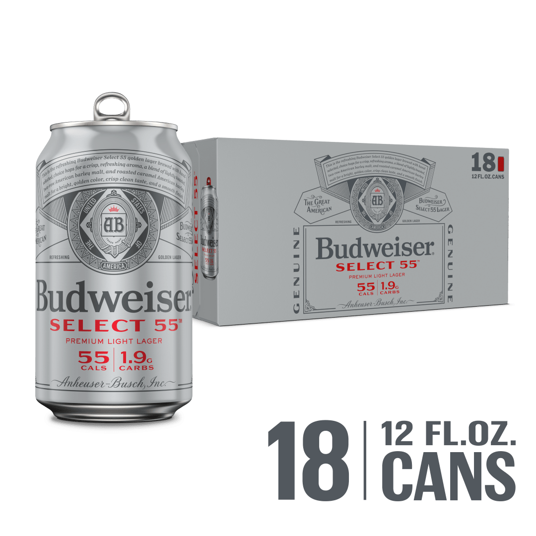 Budweiser Select 55 Light Beer, 18 Pack 12 fl. oz. Cans, 2.4% ABV