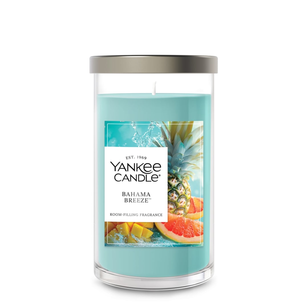 Yankee Candle Medium Pillar Scented Candle with up to 115 Hour Burn Time, Premium Plant Wax Blend for Consistent Burn, 14.25 oz Pillar Candle with Room Filling Fragrance, Bahama Breeze