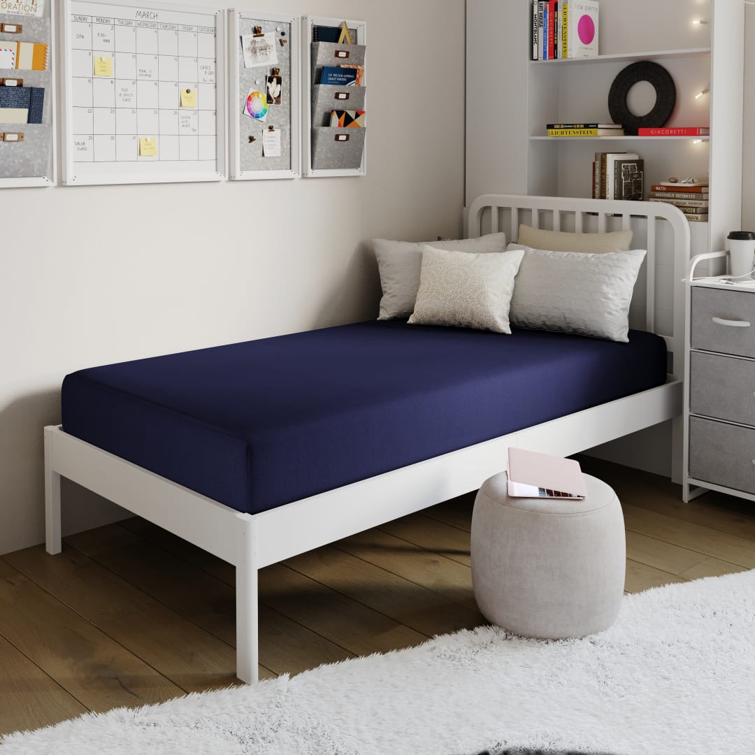 Irvine Liquid-Resistant Memory Foam 8" Twin Mattress with Removable Cover with Zipper in Blue