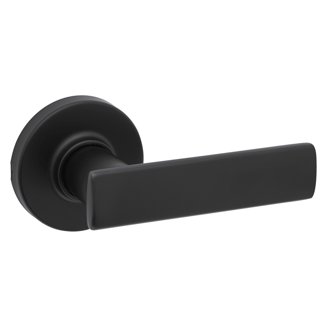 Breton Hall/Closet Door Lever with Round Rosette  in Matte Black