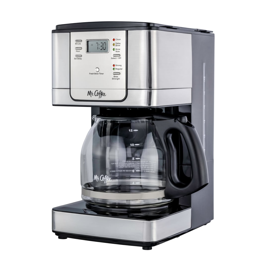 Mr. Coffee® 12-Cup Programmable Coffee Maker with Strong Brew Selector, Stainless Steel