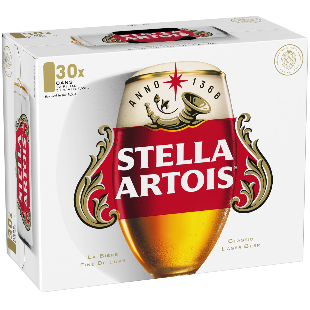 Stella Artois Premium Lager Beer 30 Pack, 12 fl oz Cans