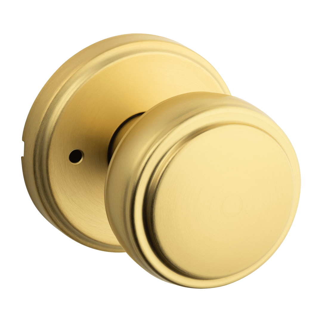 Sora Bed/Bath Knob w/ Round Rose in Satin Brass