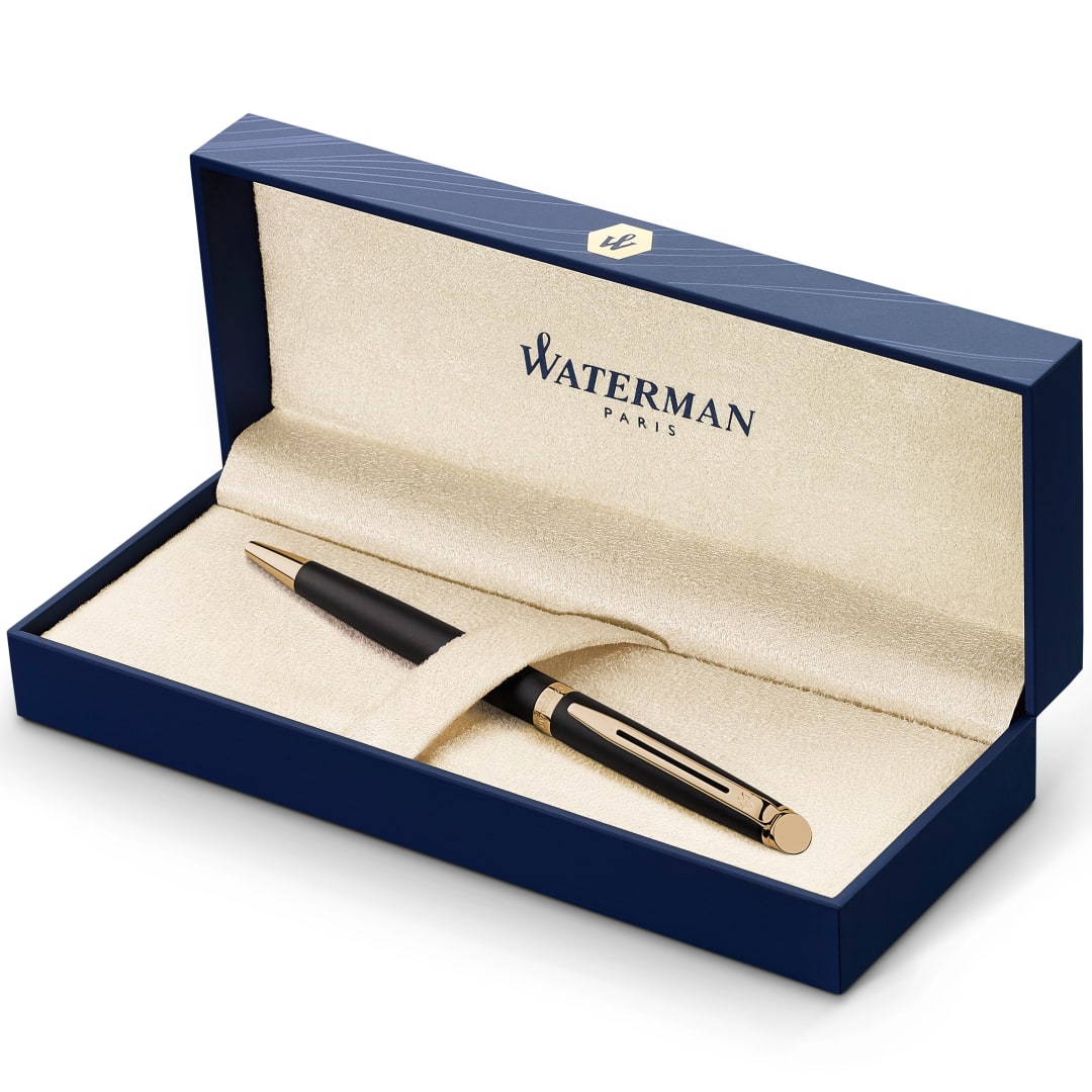 Waterman Hemisphere Ballpoint PenMedium PointMatt Black Gold Trim