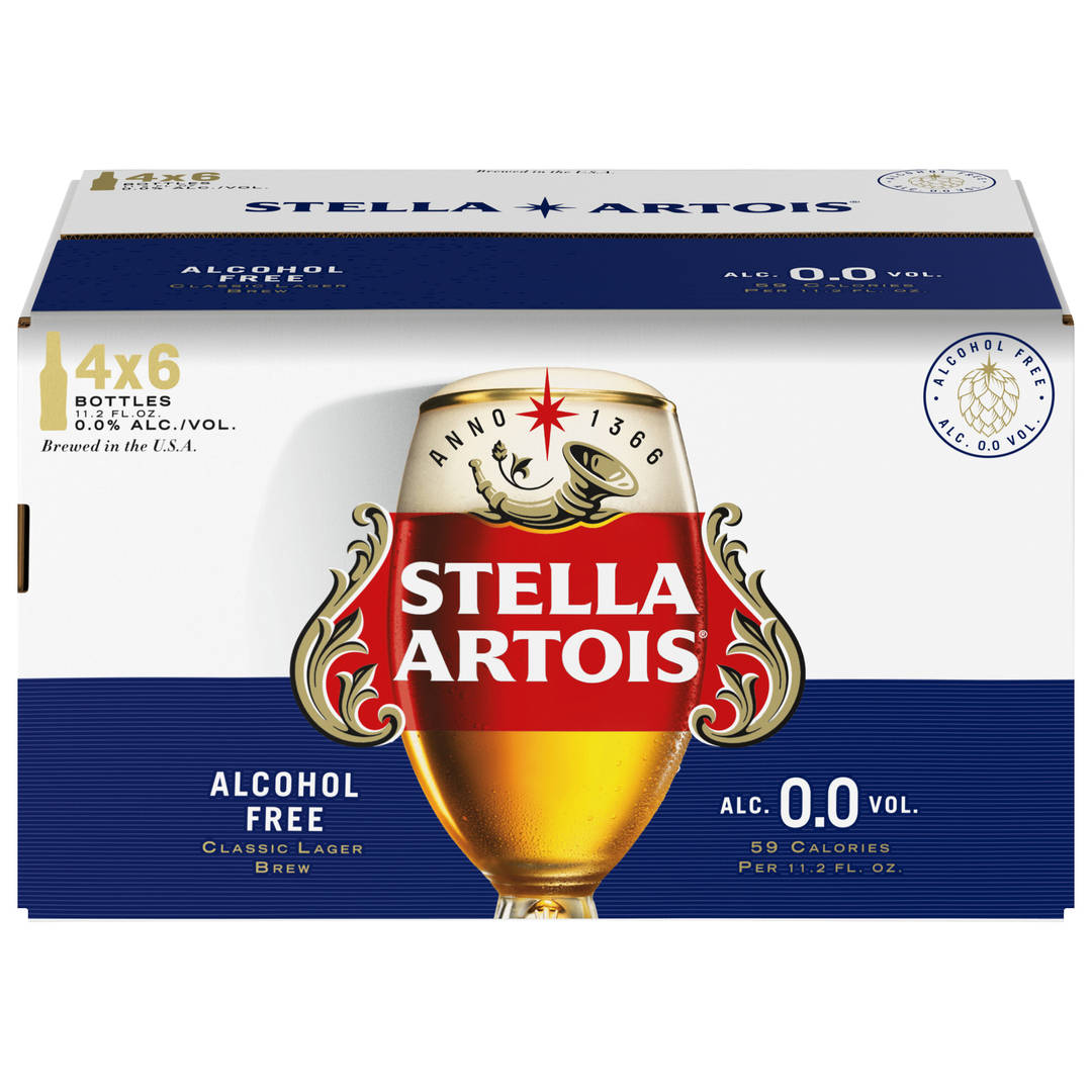 Stella Artois 0.0 Non-Alcoholic Beer, 4 x 6 pack - 11.2 Bottles