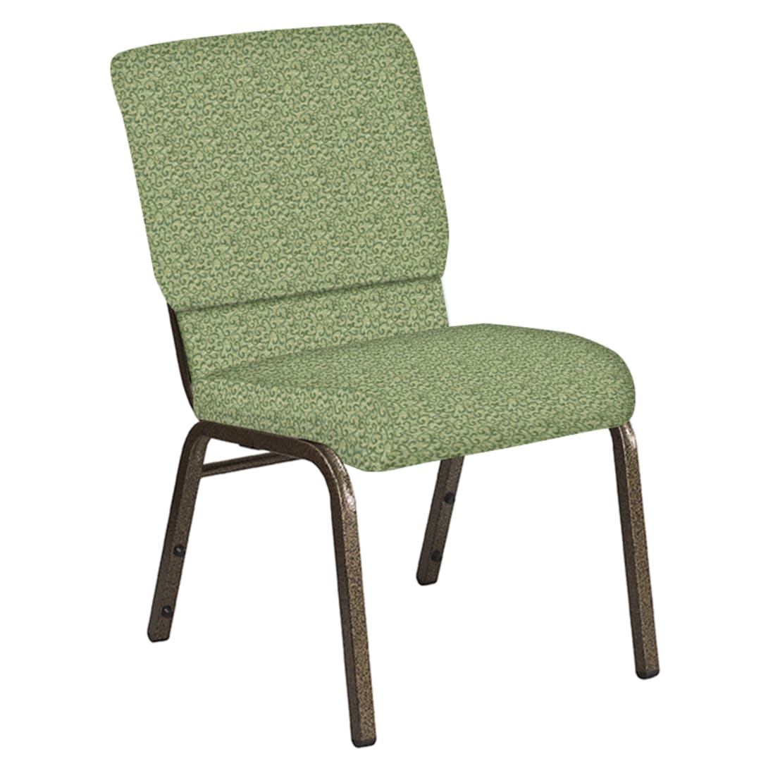 18.5''W Church Chair in Lancaster Sage Fabric - Gold Vein Frame