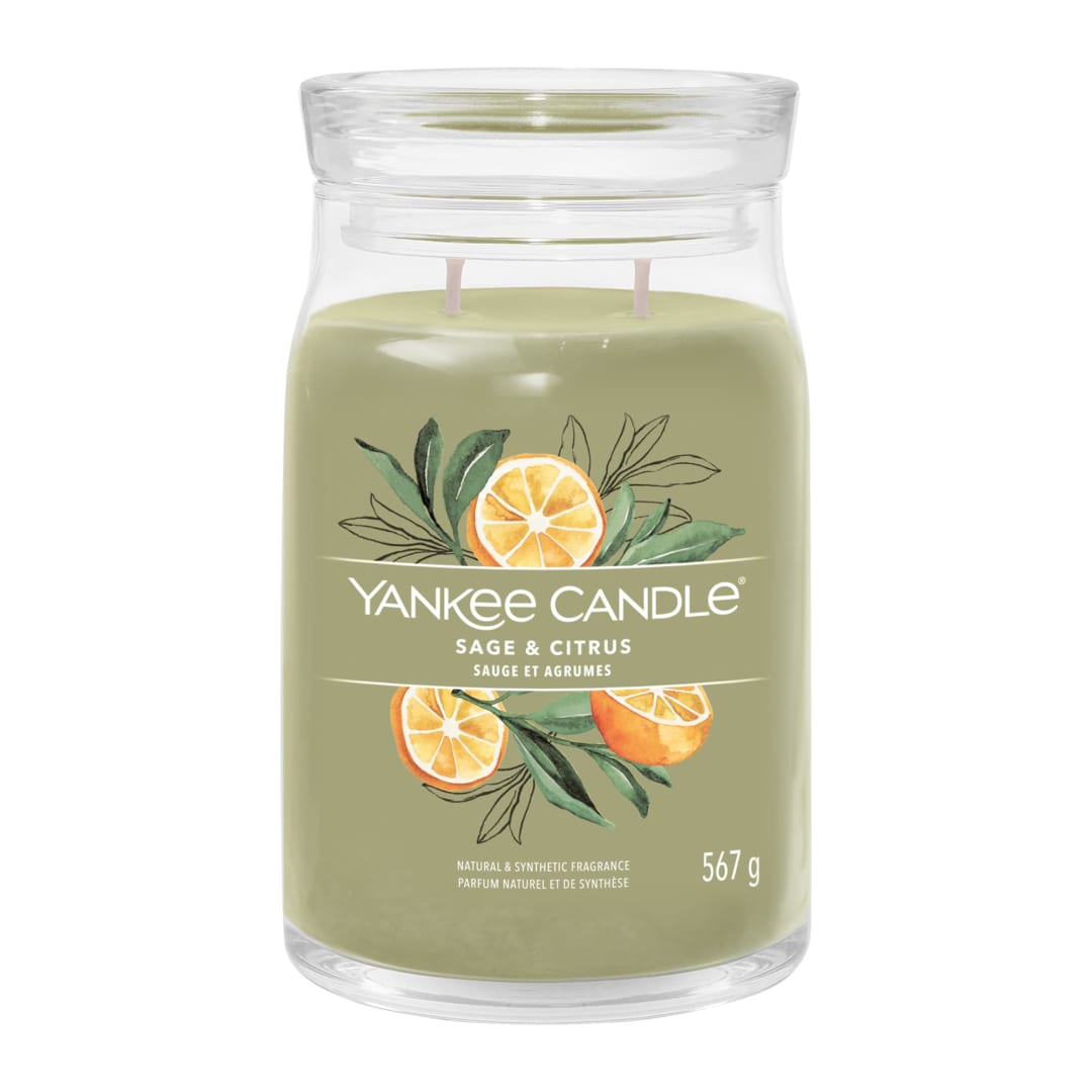 Yankee Candle Signature Scented Candle | Sage & Citrus Large Jar Candle with Double Wicks | Soy Wax Blend