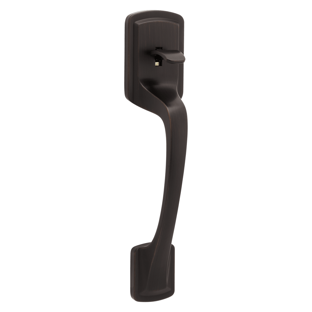 Prague Passage Handleset Exterior Grip Only, No Deadbolt or Interior in Venetian Bronze