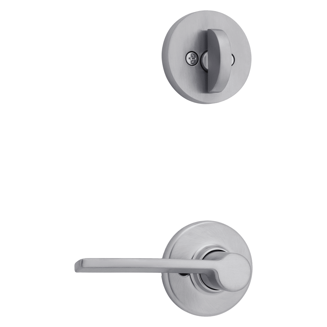 966 Single Cylinder Interior Pack w/ Left Hand Square Rose Ladera Lever Handlesets in Satin Chrome