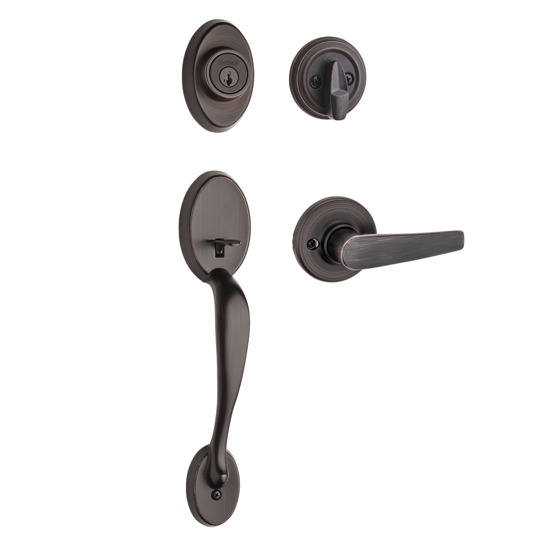 Chelsea Single Cylinder Handleset w/Delta Lever featuring SmartKey Security™ in Venetian Bronze