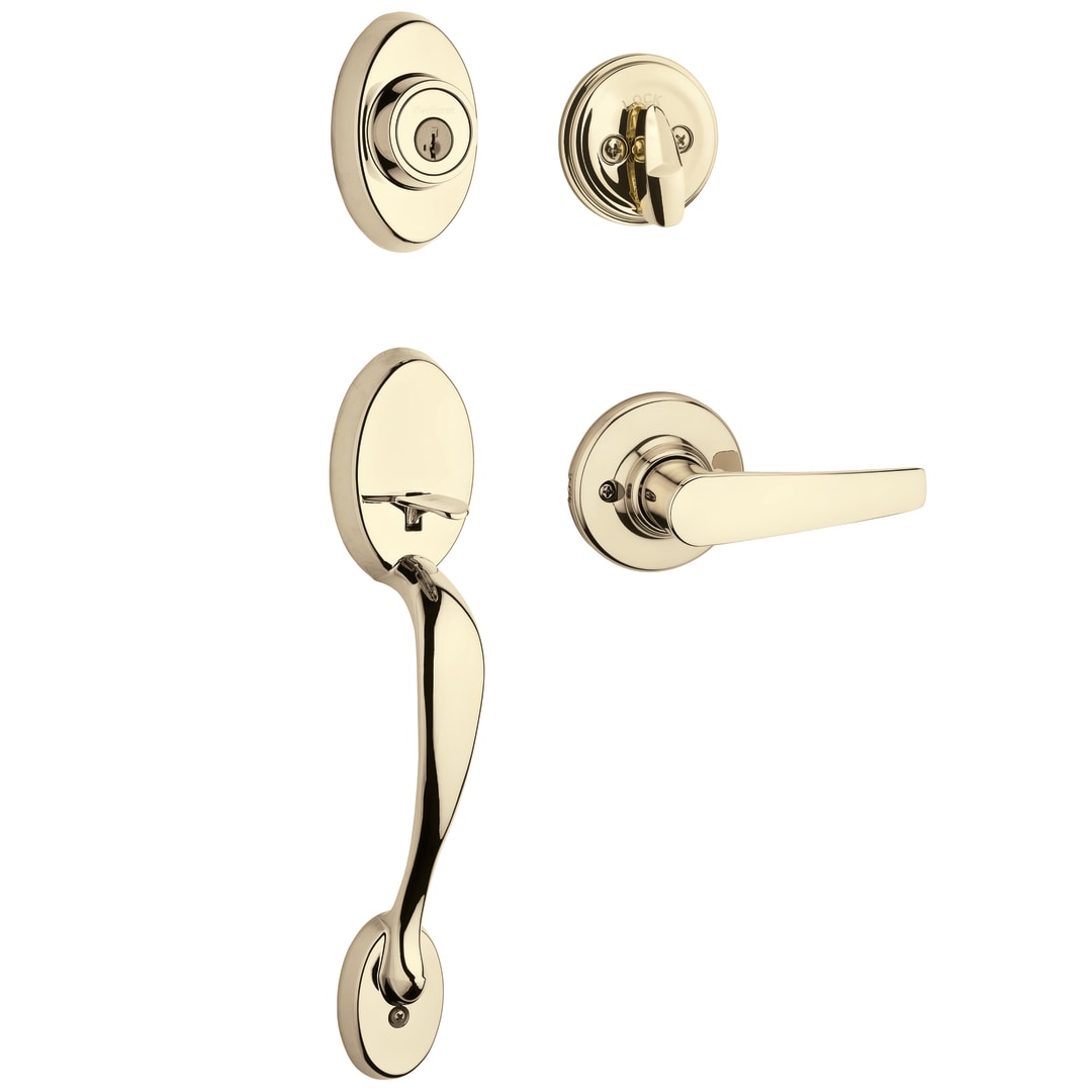 Chelsea Single Cylinder Handleset w/Delta Lever featuring SmartKey Security™ in Lifetime Polished Brass