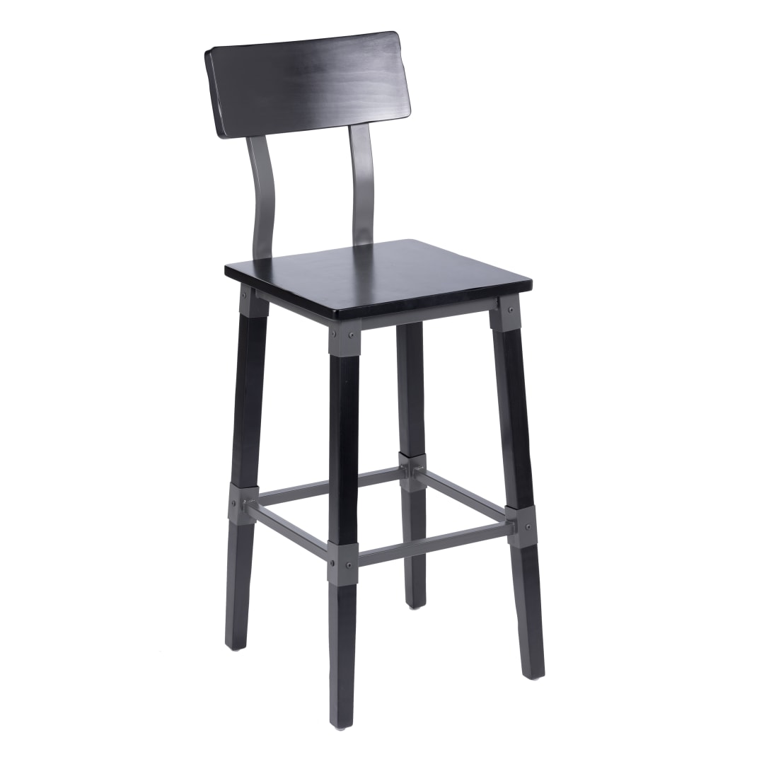 Jackson Commercial Grade Rustic Black Industrial Wood Dining Barstool
