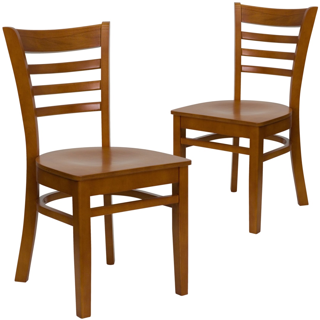 2 Pack HERCULES Series Ladder Back Cherry Wood Restaurant Chair