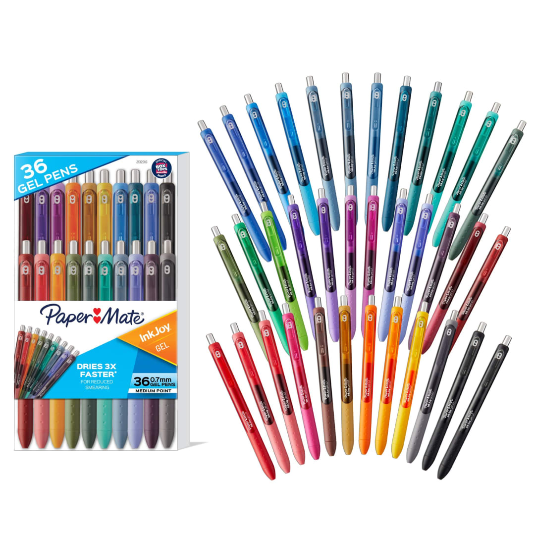 Paper Mate® InkJoy® Pens, Gel Pens, Medium Point (0.7 mm), Assorted, 36 Count