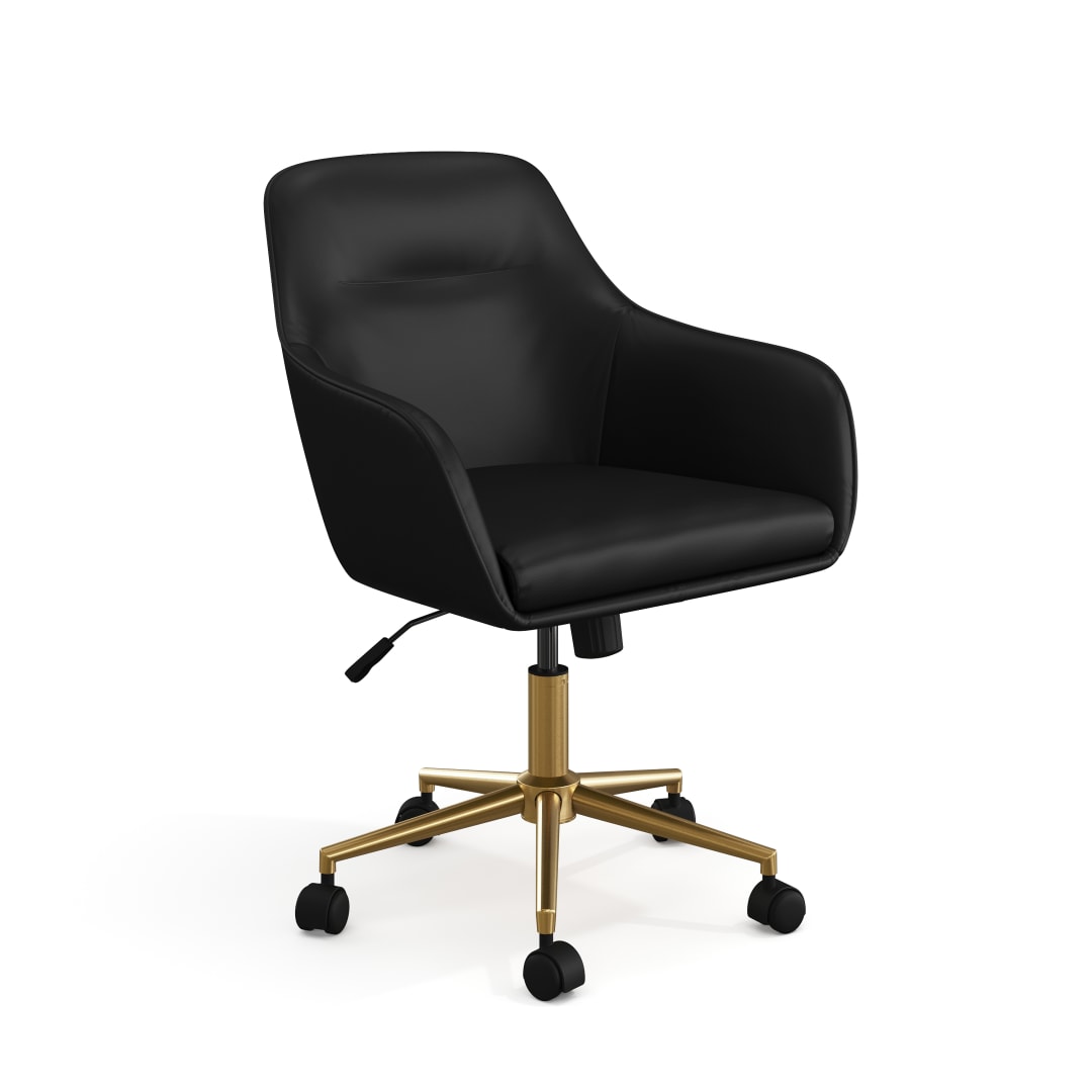 Rayna Upholstered Office Chair in Black/Polished Brass