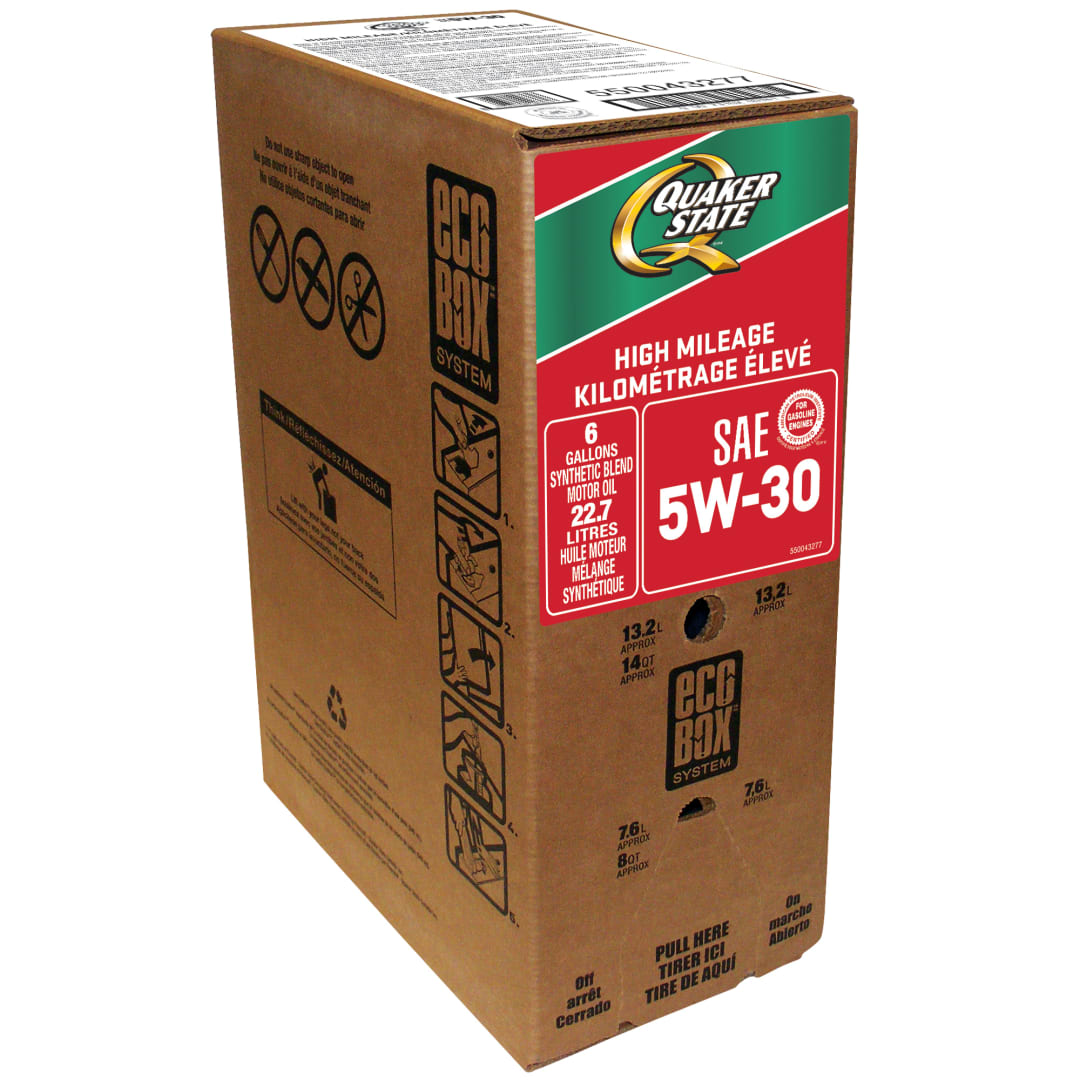 Quaker State High Mileage 5W-30 Motor Oil, 24 Quart Ecobox