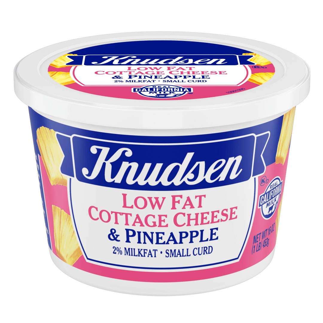 Knudsen's Lowfat Cottage Cheese With Pineapple, 2% Milkfat, Small Curd, 16 oz Tub, 9g of Protein Per Serving