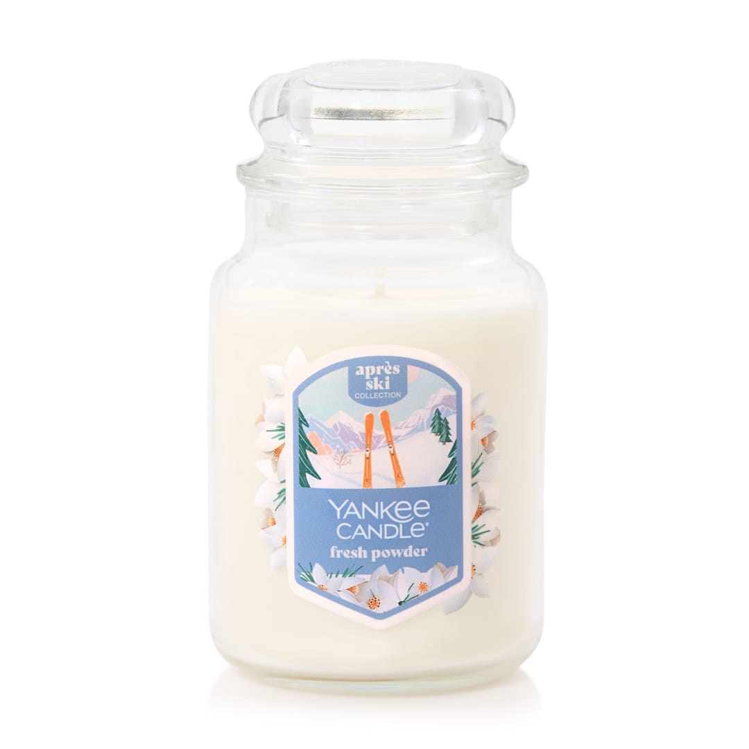 Yankee Candle Fresh Powder, 22 oz Original Large Jar Candle with up to 150 Hour Burn Time