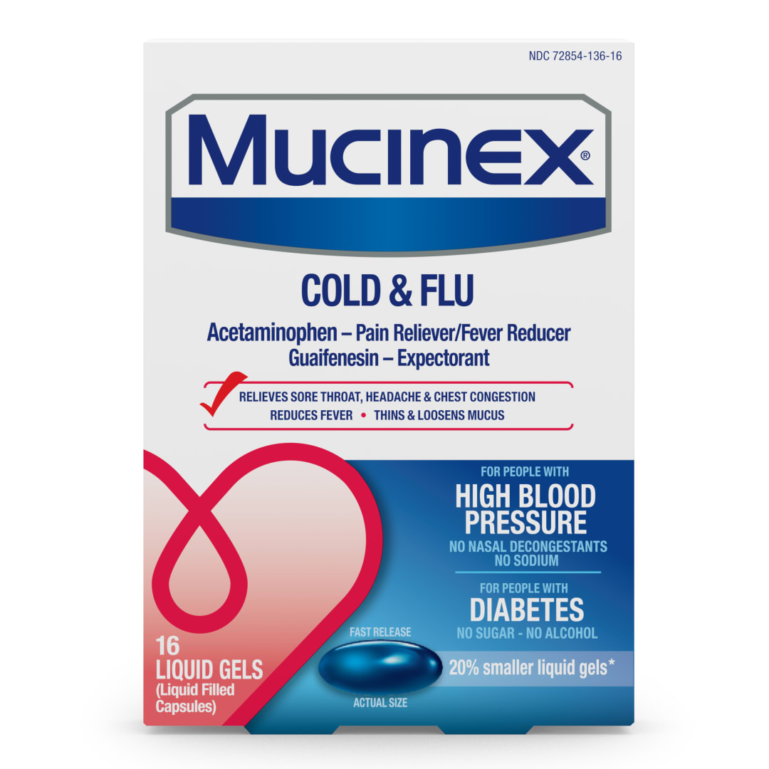 MUCINEX® HBP Liquid Gels - Cold & Flu 24/16 ct.