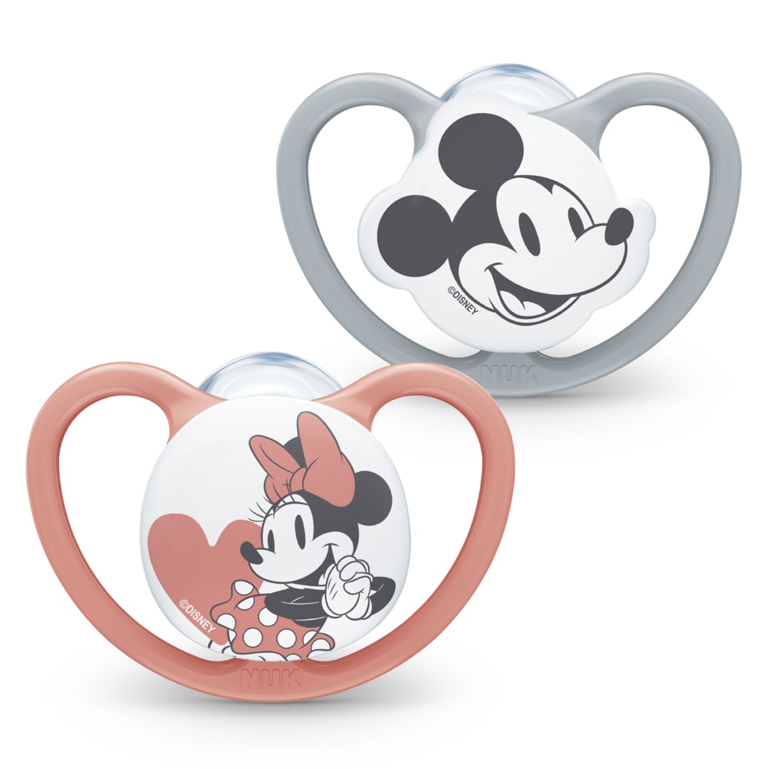 NUK Space chupete | 18-36 meses | Chupetes con ventilación adicional | Silicona sin BPA | Disney Mickey Mouse | 2 unidades