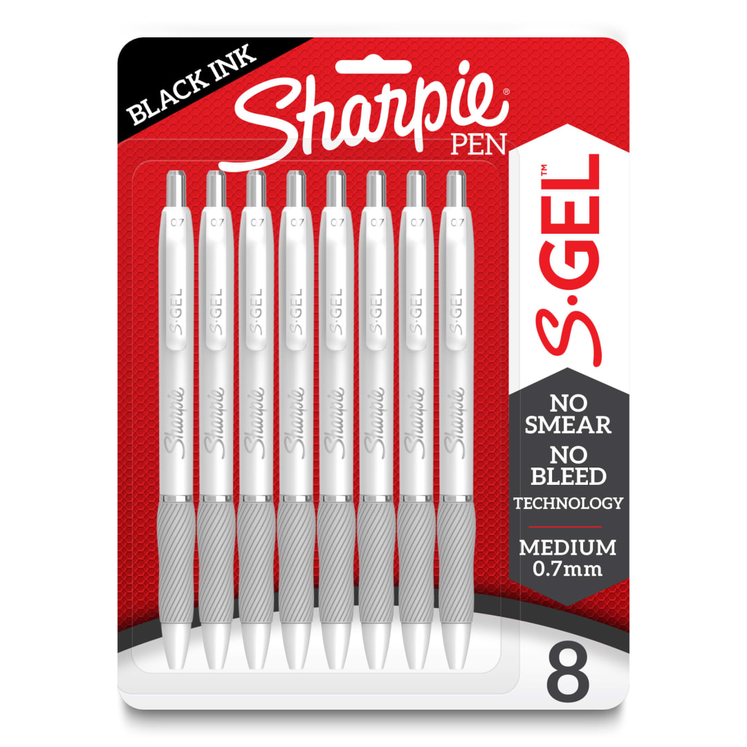 Sharpie® S-Gel, Gel Pens, Medium Point (0.7mm), Black Ink Gel Pens, 8 Count
