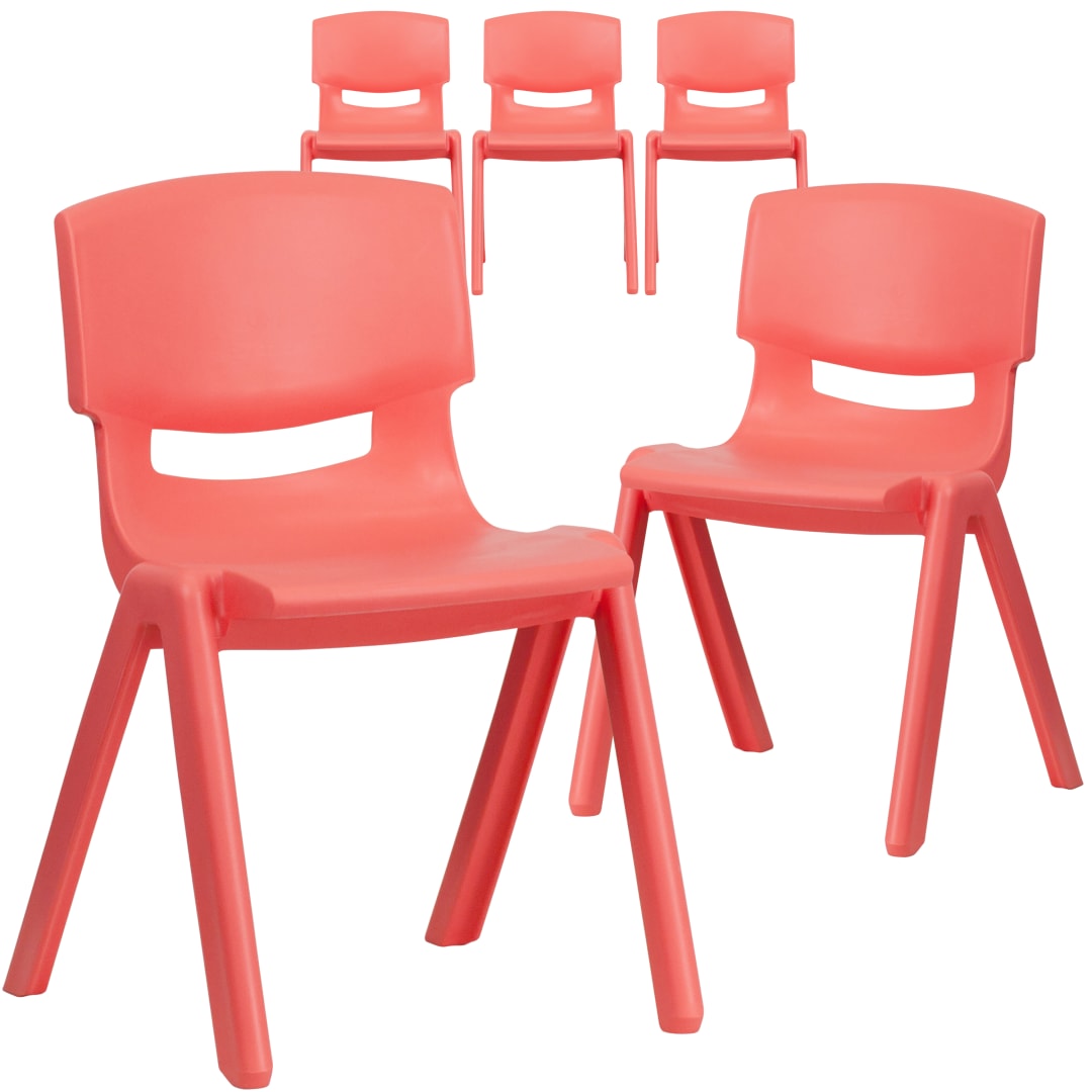 Whitney 5 Pack Red Plastic Stackable School Chair with 13.25'' Seat Height