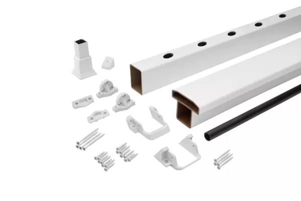 8-ft x 36-in Select® Stair T-Rail Kit with Round Aluminum Balusters - Classic White