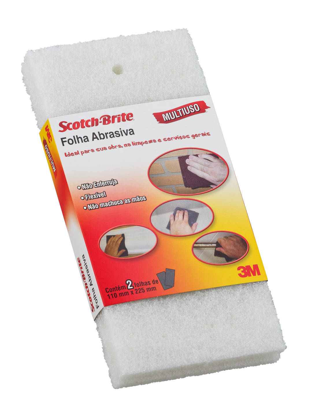 Folha de Acabamento Scotch-Brite™ – Extra Fino, 110 x 225 mm, Branca