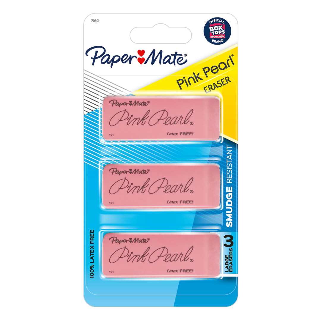 Paper Mate® Pink Pearl Erasers, Large, 3 Count