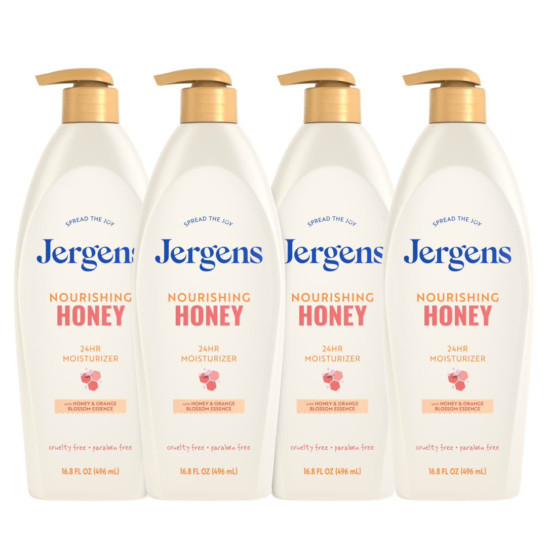 Jergens Nourishing Honey Lotion For Dry Skin, 16.8 fl oz, 4 Pack