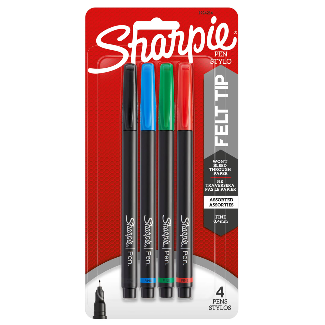 SHARPIE PEN FINE 4CT ASSORTED